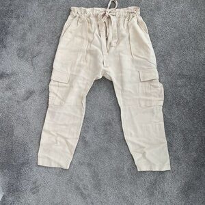 Ulla Johnson Cream Ivory Drop Crotch Harem Linen Blend Drawstring Pants